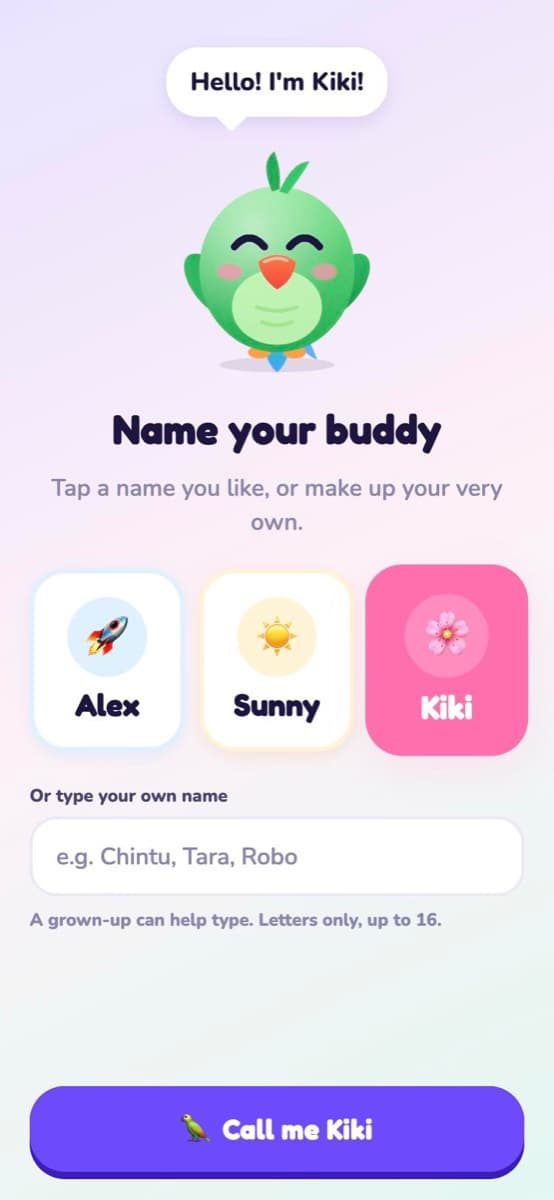 Naming the buddy Kiki