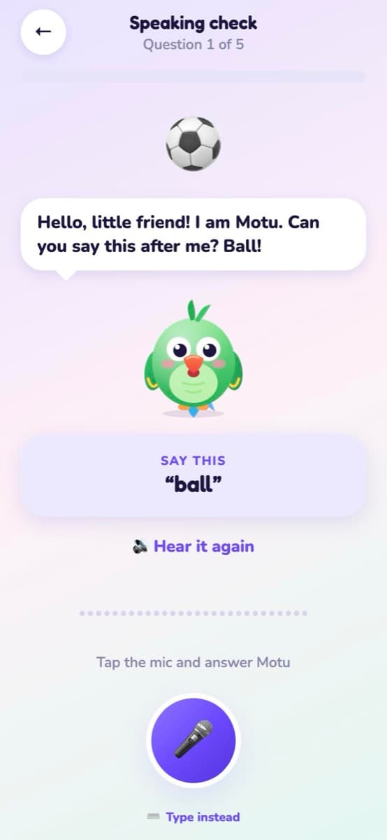 Speaking check for little learners